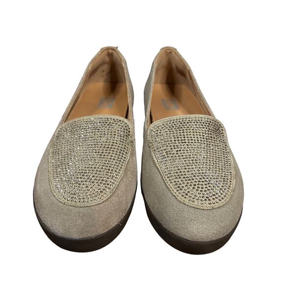 FITFLOP Womens 5 Crystal Platform Sneakerloafer TAN Leather Slip-On Shoes NEW - Picture 2 of 7